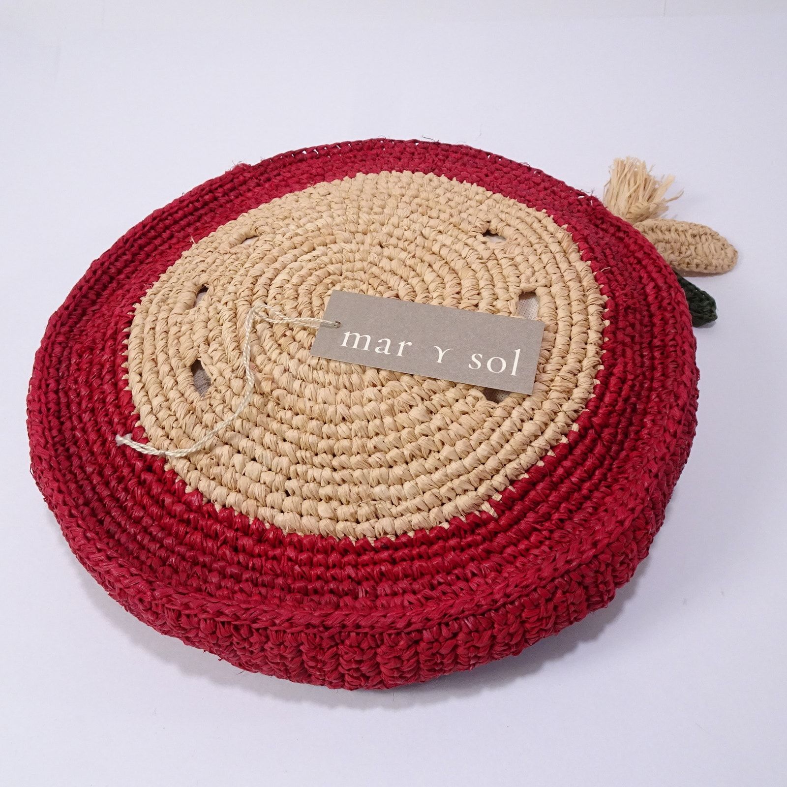 Mar Y Sol Women's Woven Raffia Watermelon Clutch Purse Nwt 145 Red Beige — image 2 of 5
